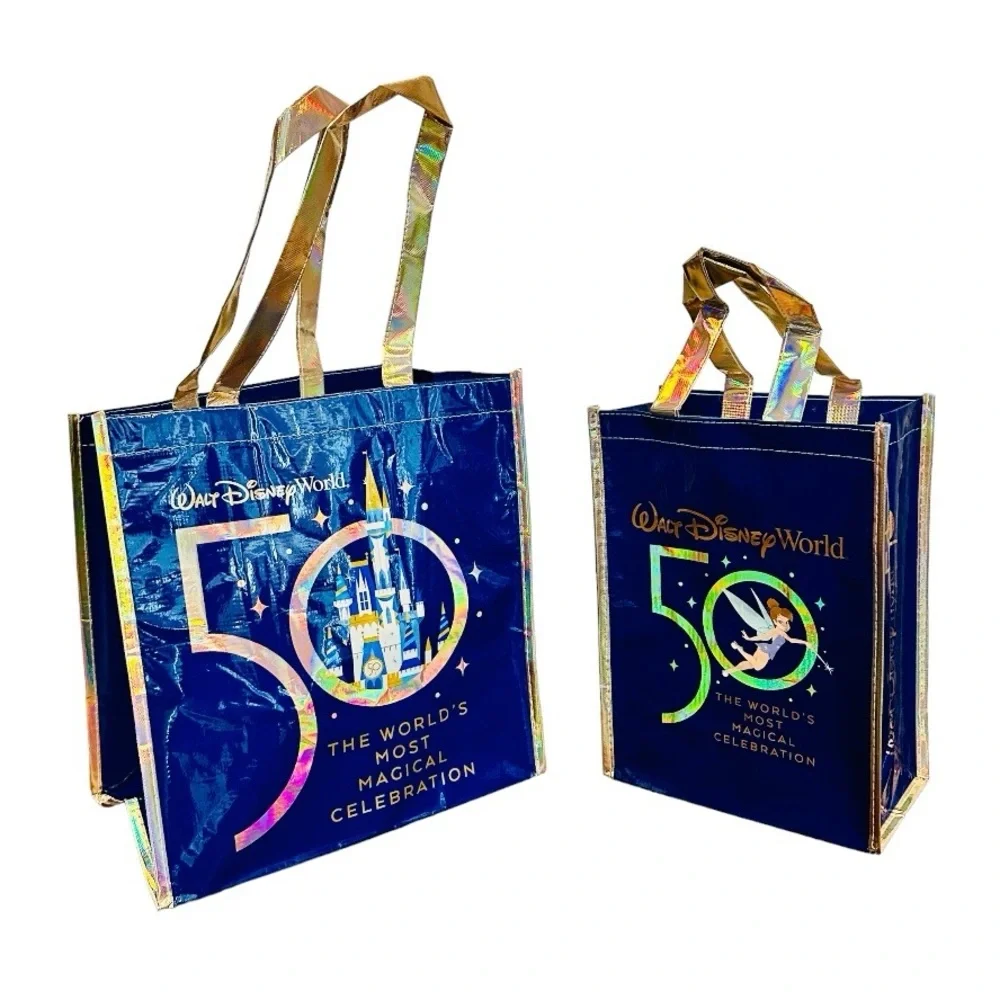 Disney 50th Anniversary Reusable Tote Bag Set Minnie Mickey Mouse Magic Kingdom
